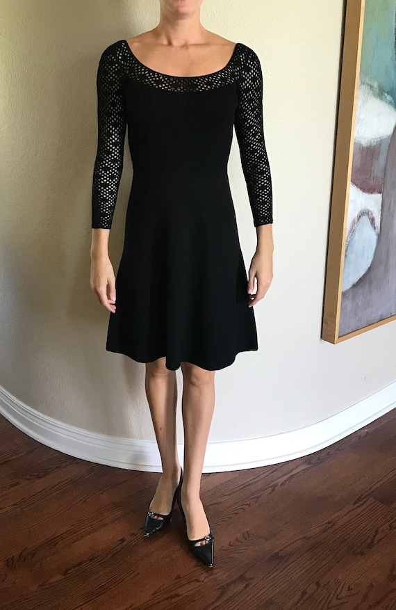 slim fit dress slacks Fit and Flare Midi Sweater Dress – bebe main image 0