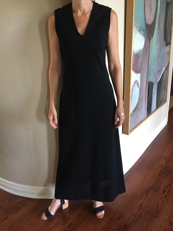 Vintage Long Modern Black Wool Knit Dress - image 1