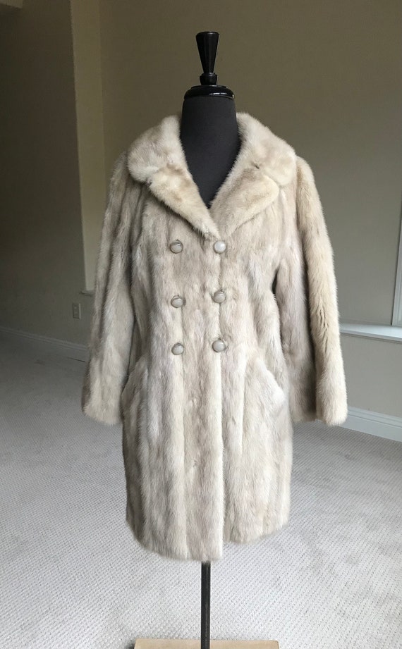 Vintage Cream White Ivory Mink Fur Jacket Coat 3/… - image 5