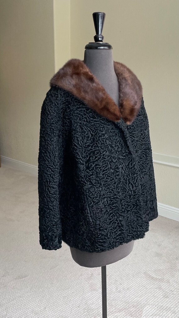 Vintage Short Black Persian Lamb Fur Jacket Mink … - image 5