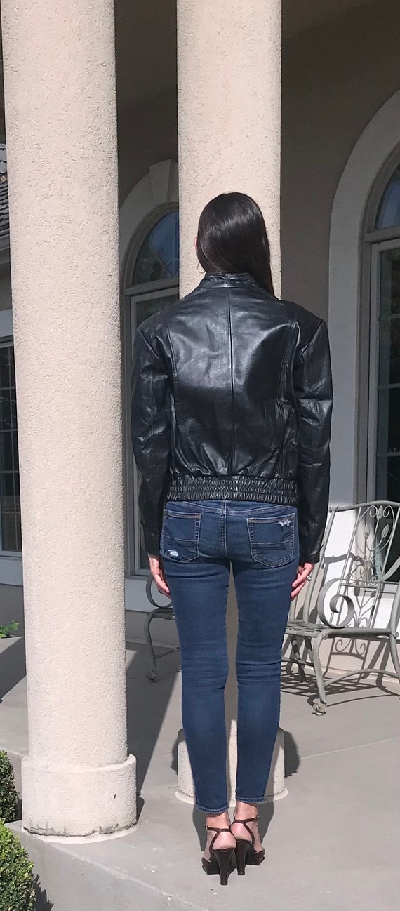 Vintage Modern Black Leather Moto Jacket Coat - image 3