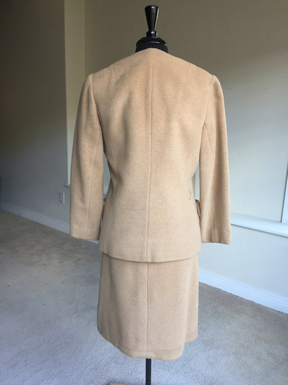 Vintage Modern Tan Camel Hair Sheath Dress Matchi… - image 2