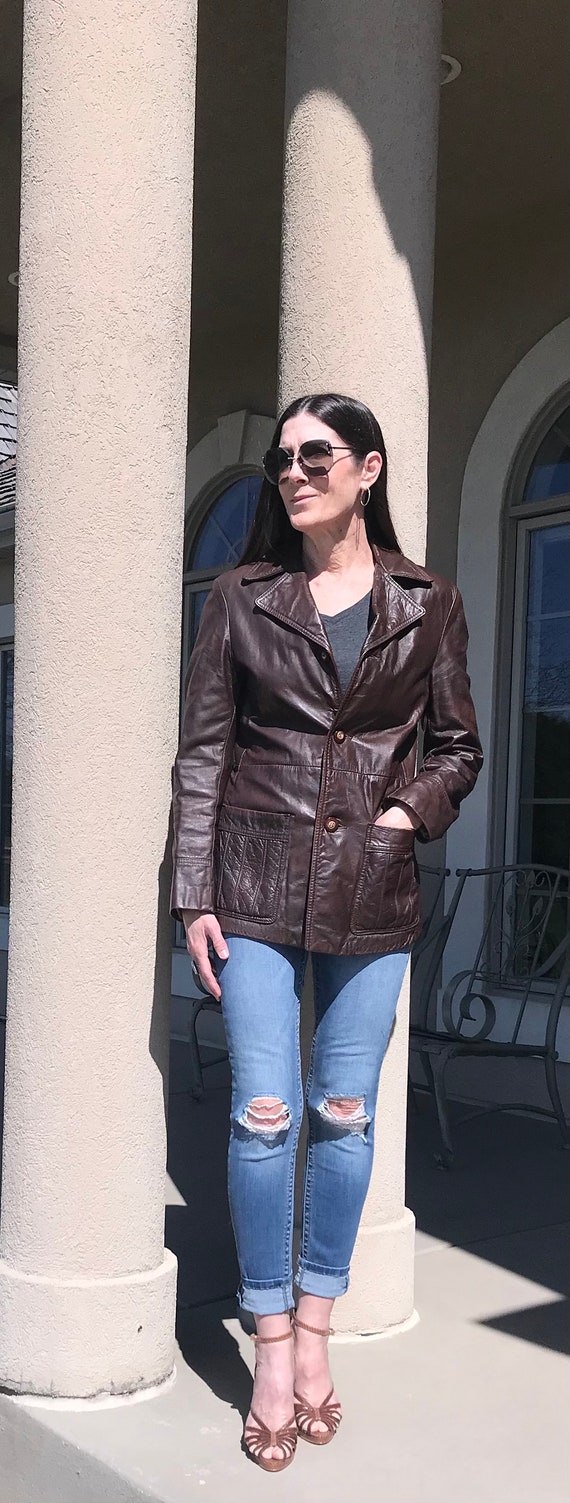 Vintage Modern Brown Deerskin Leather Blazer Jacke