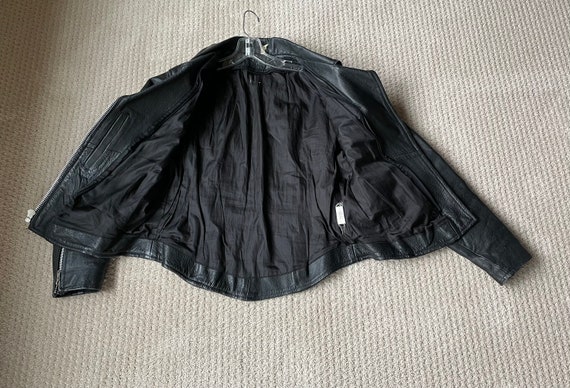 Women's Vintage Black Leather Motorcycle Jacket S - image 10