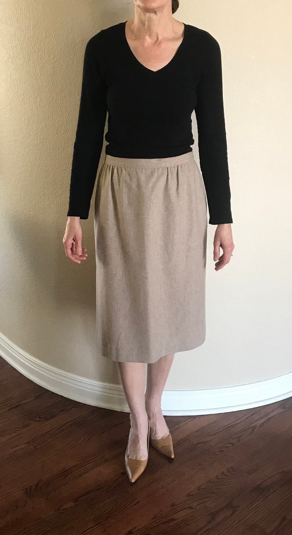 Vintage Tan Wool Pencil Skirt Pockets Pendleton