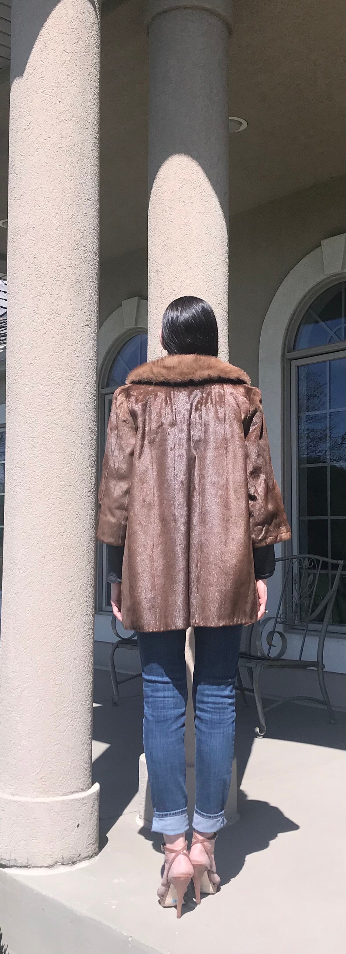 Vintage Brown Pony Horse Hair Fur Coat Jacket Mink Fur Collar Etsy