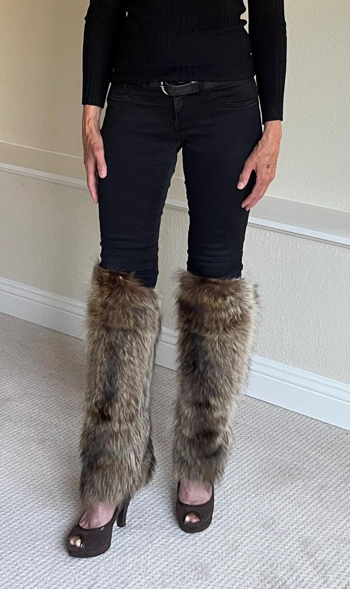 Raccoon Fur Leg Warmers Vintage - Etsy