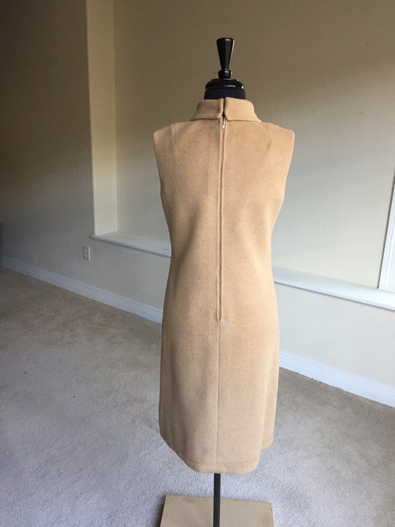 Vintage Modern Tan Camel Hair Sheath Dress Matchi… - image 5