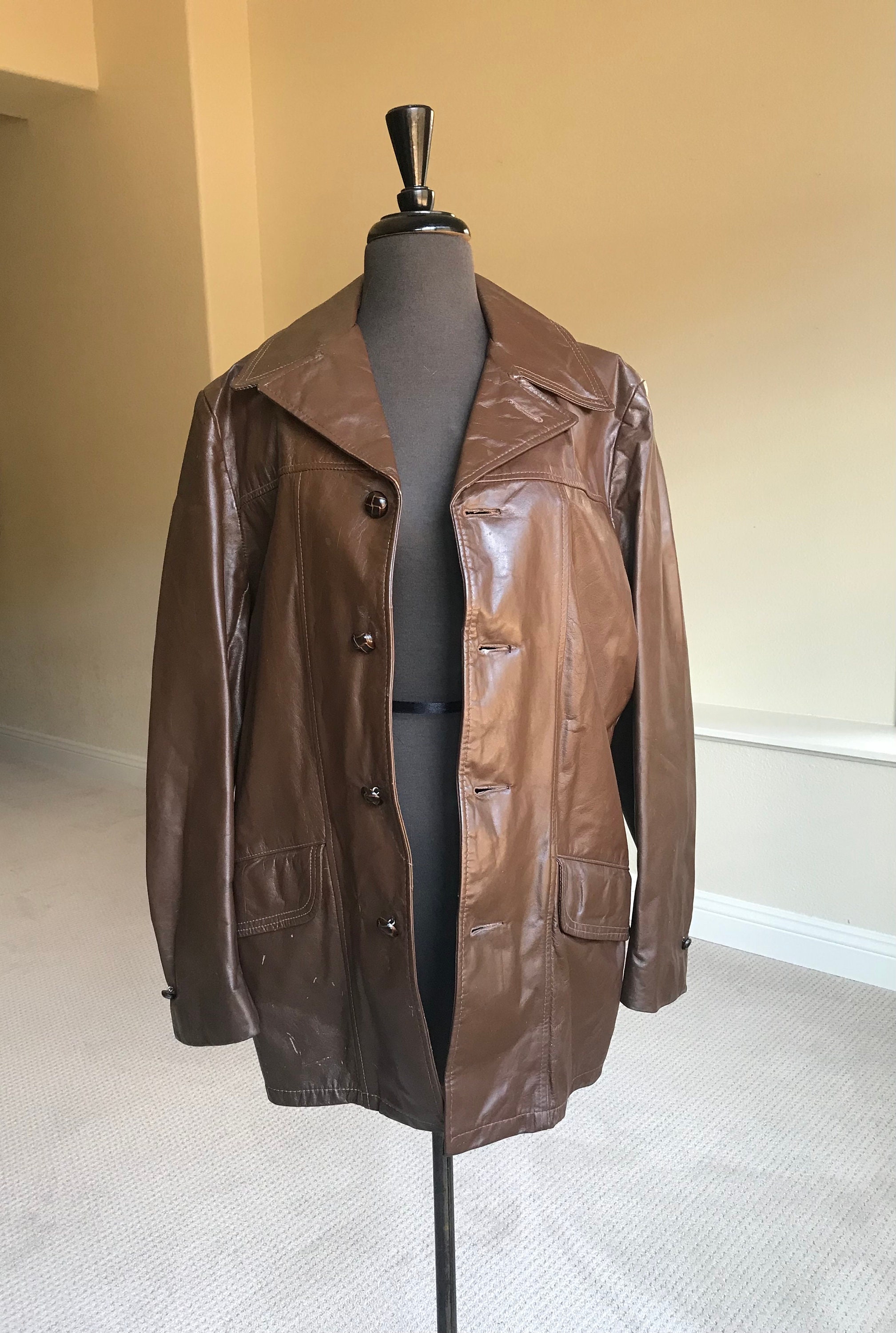 ジャケット・アウター Vnintage leather mods coat Mod/GoGo Leather Vintage Outerwear Coats & Jackets for Men