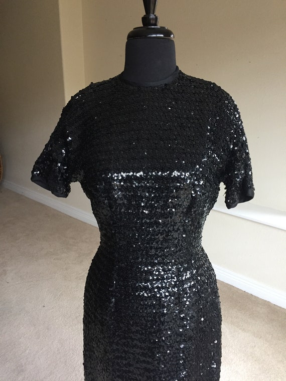 Vintage Anne Fogarty Black Sequinned Wiggle Penci… - image 4