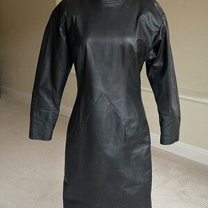 Vintage Black Leather Dress 1980 1990 image 3