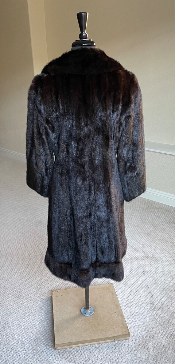 Vintage Long Dark Brown Mink Fur Coat Princess Cut - image 5