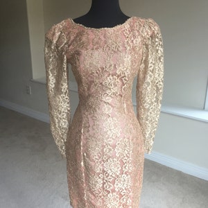 Vintage Modern Gold Lamé Lace Fitted Short Dress - Etsy