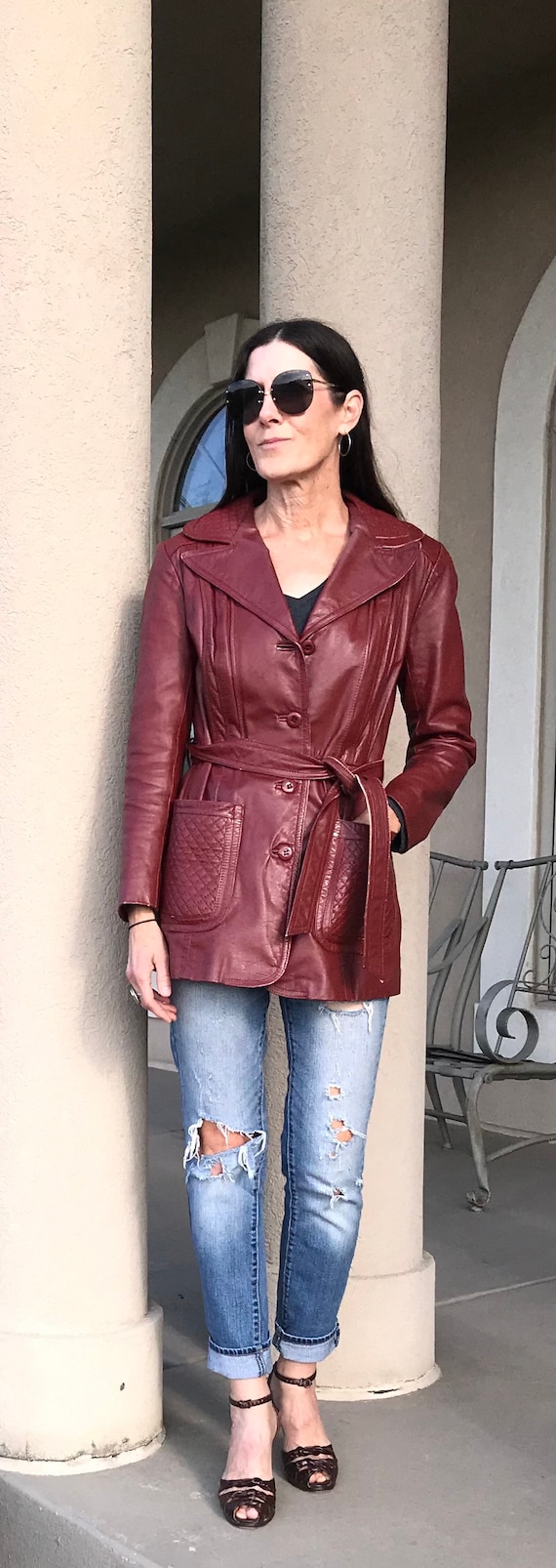 Vintage burgundy short leather - Gem