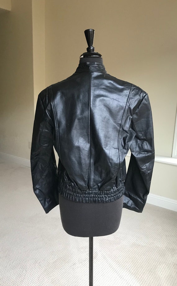 Vintage Modern Black Leather Moto Jacket Coat - image 7