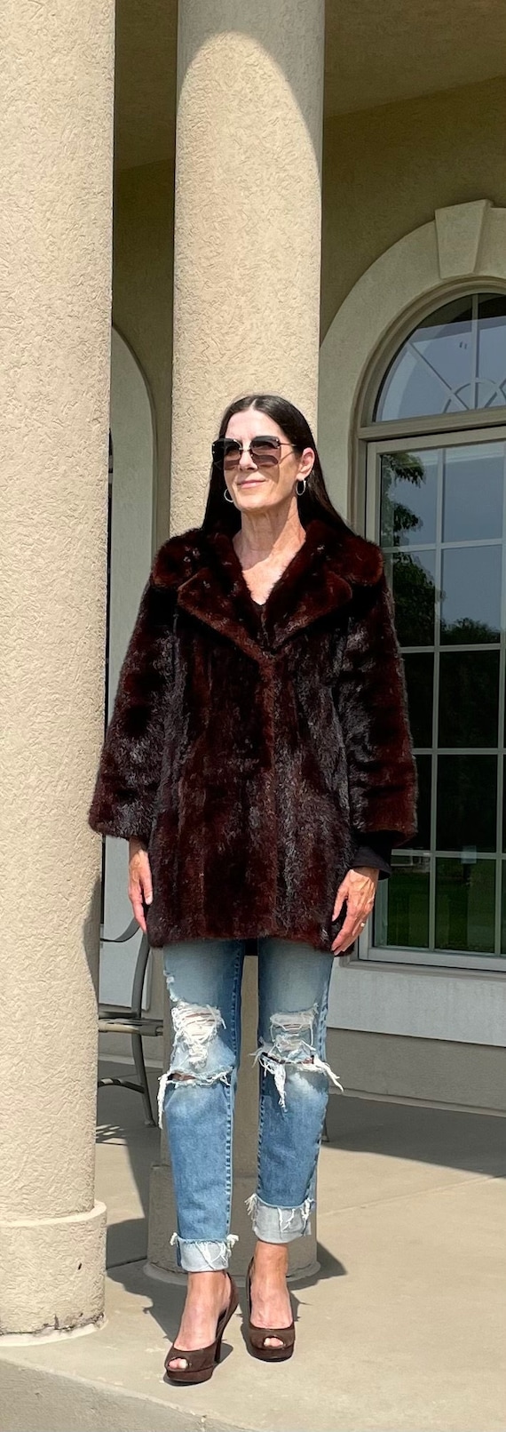 Vintage Mahogany Dark Brown Mink Fur Jacket Coat 3