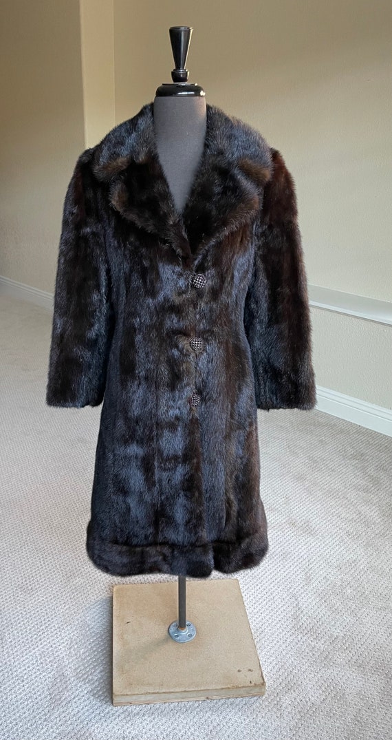 Vintage Long Dark Brown Mink Fur Coat Princess Cut - image 6