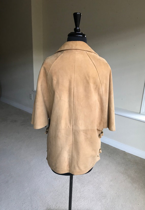 Vintage Modern Tan Suede Cape Jacket Coat - image 3