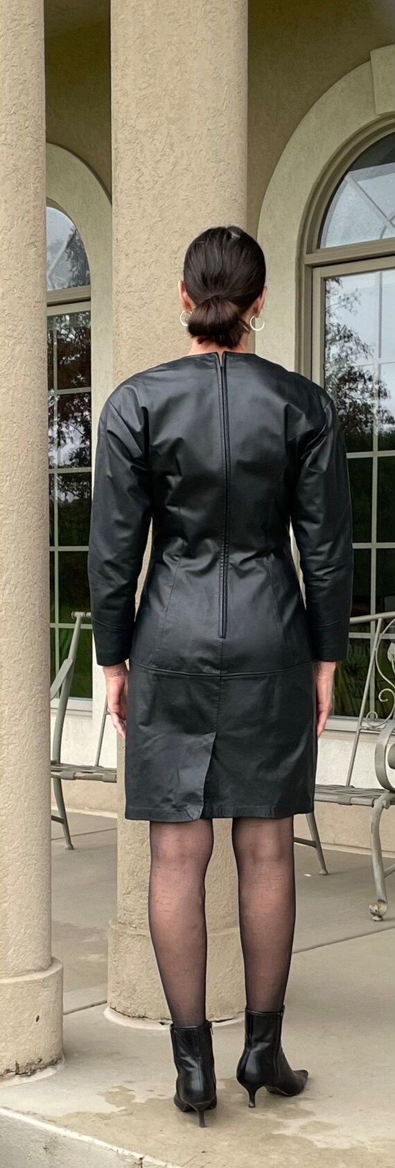 ジャケット・アウター IMVAL / Frill Leather Dress Vintage Black Leather Dress 1980 1990 - Etsy