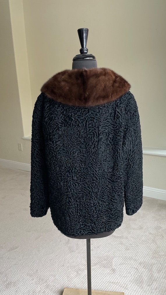 Vintage Short Black Persian Lamb Fur Jacket Mink … - image 9