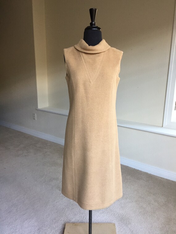 Vintage Modern Tan Camel Hair Sheath Dress Matchi… - image 3