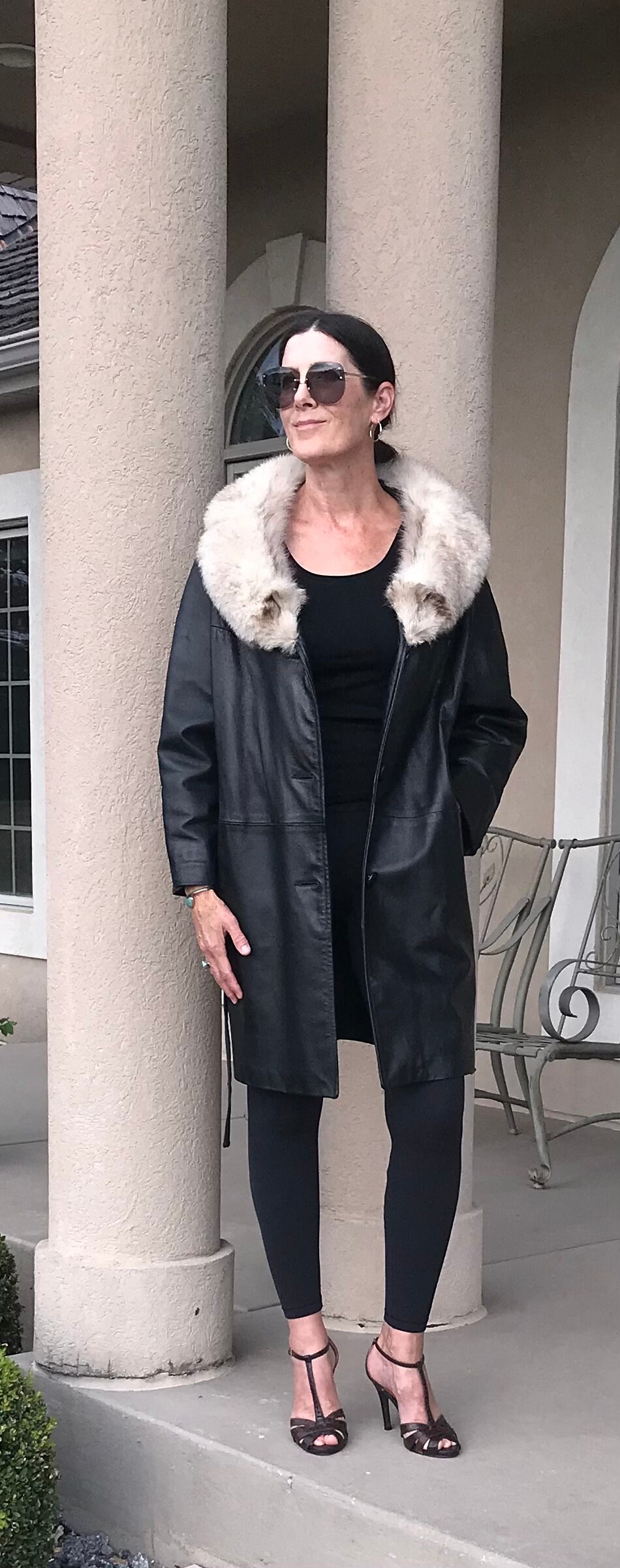 Luxe Fox Fur & Leather Belted Coat