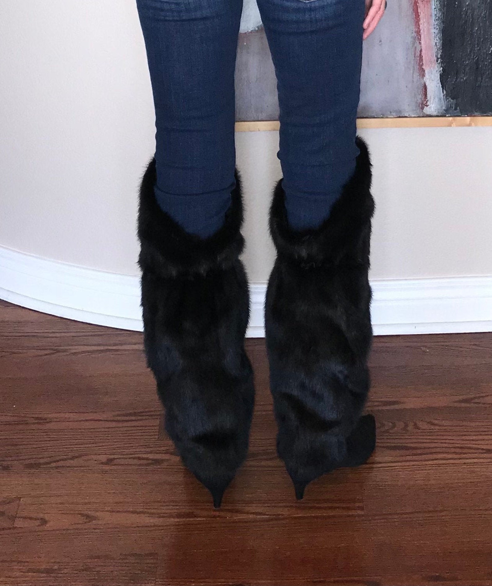 Black Mink Fur Leg Warmers Etsy