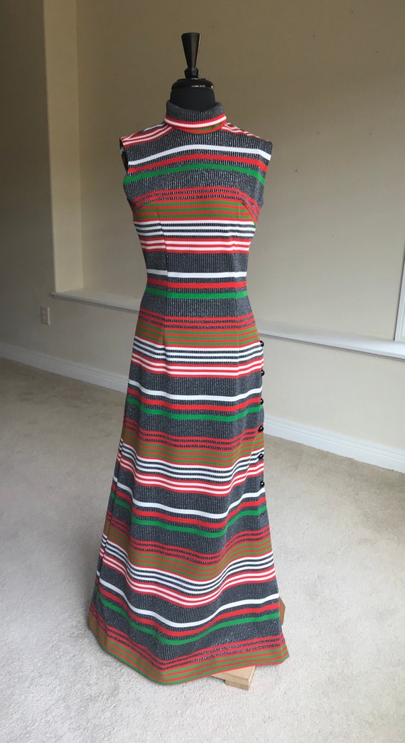 Vintage Modern Long Maxi Knit Multi Colored Sleeve