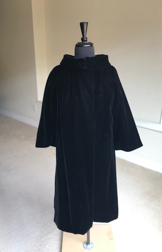 Vintage Black Velvet Swing Coat