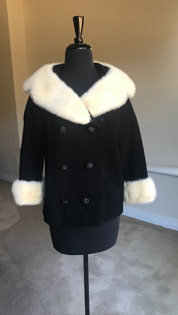 Vintage Modern Black Persian Lambs Wool Fur Jacket