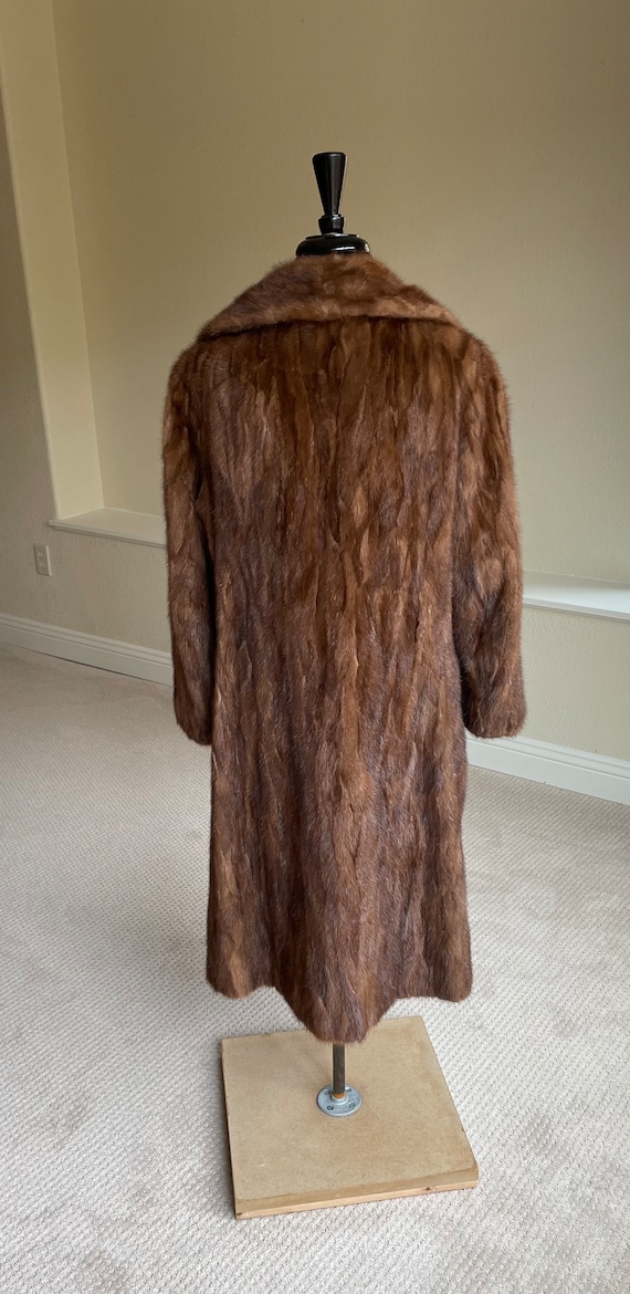 Vintage Long Chestnut Brown Mink Fur Coat Fitted … - image 9