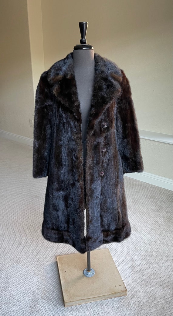 Vintage Long Dark Brown Mink Fur Coat Princess Cut - image 7