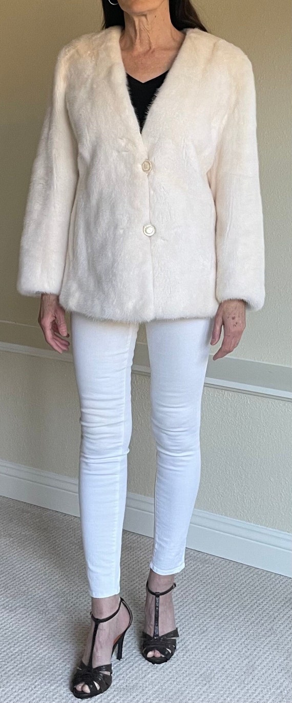 Vintage Short Ivory Mink Fur Jacket Coat Matching 