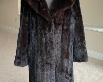 Vintage Long Dark Brown Mink Fur Coat Princess