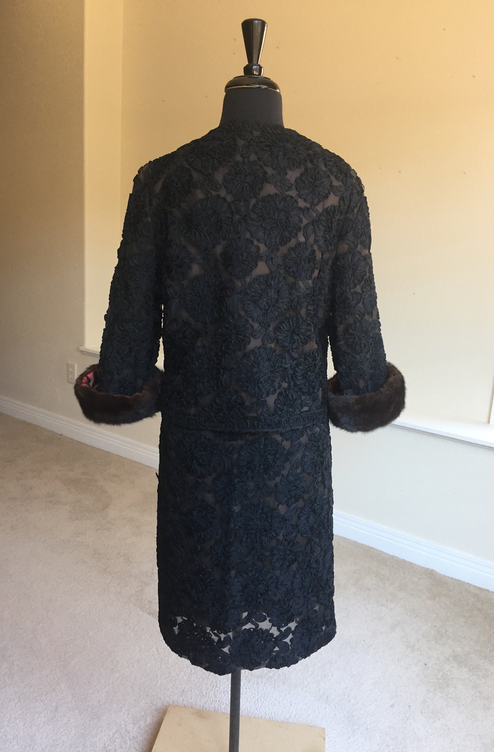 Vintage Black Soutache Ribbon Lace Jacket Skirt 2 Piece Suit Etsy