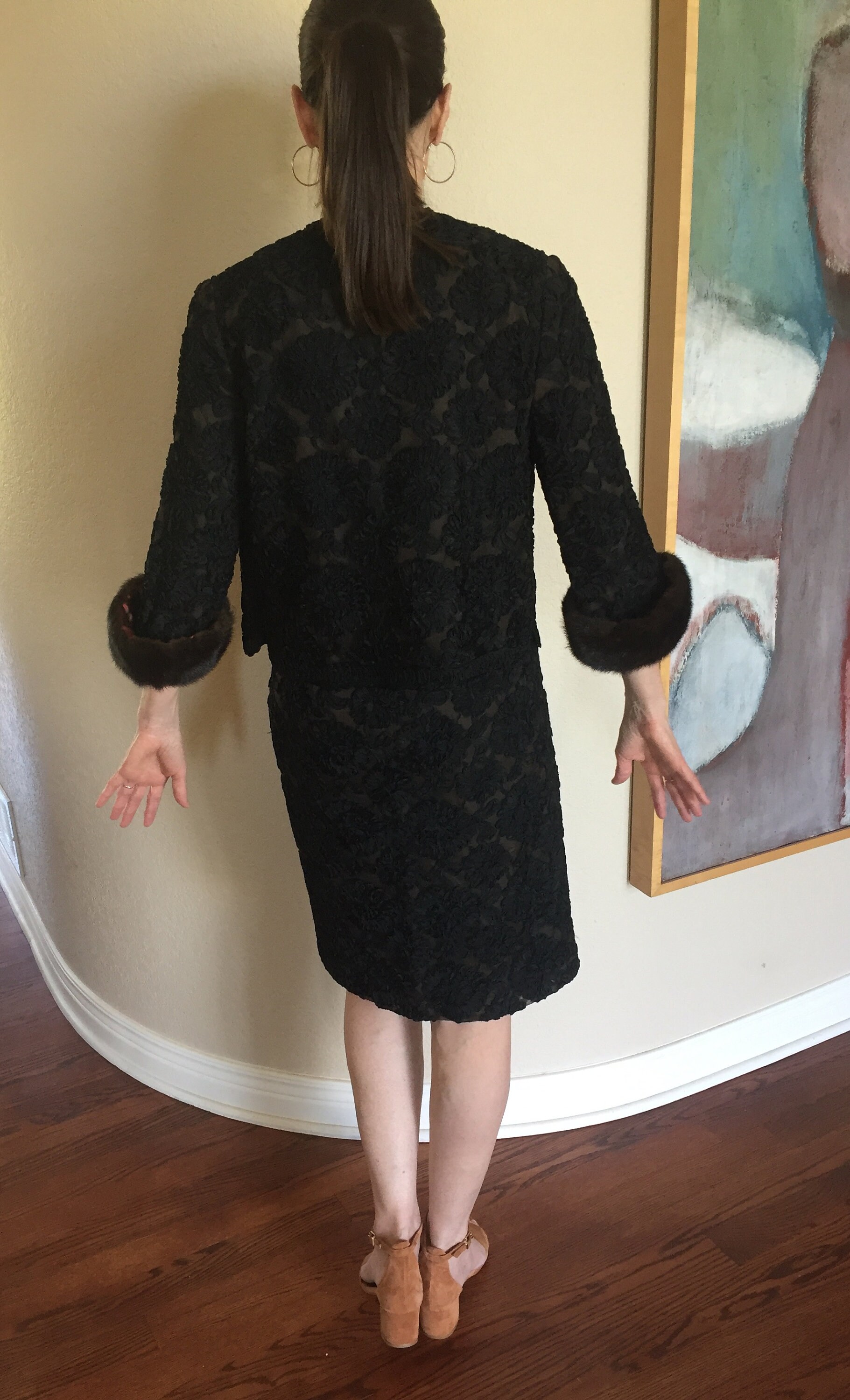 Vintage Black Soutache Ribbon Lace Jacket Skirt 2 Piece Suit Etsy