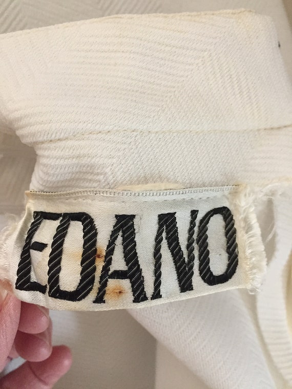 Vintage White Modern Sheath Fitted Dress Metal Ab… - image 10