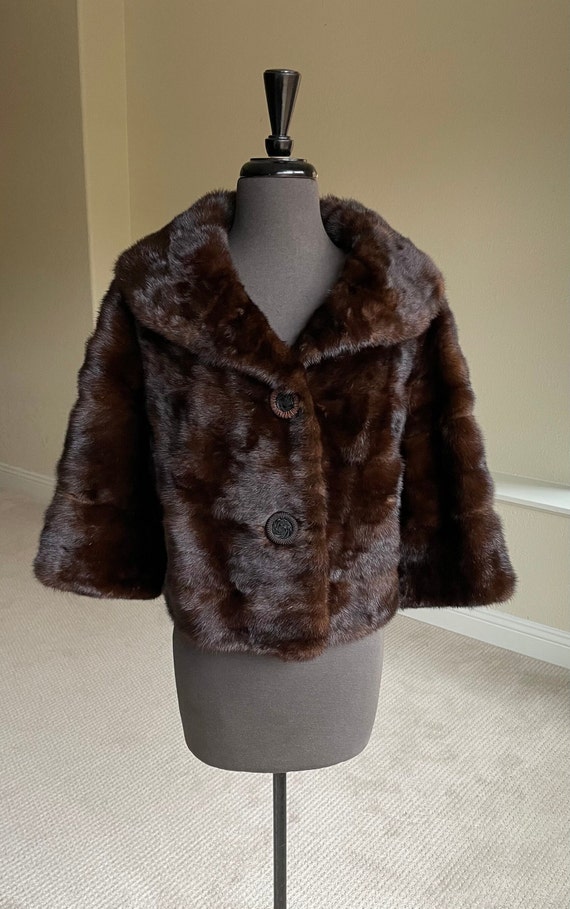 Vintage Short Dark Brown Mink Fur Jacket Coat