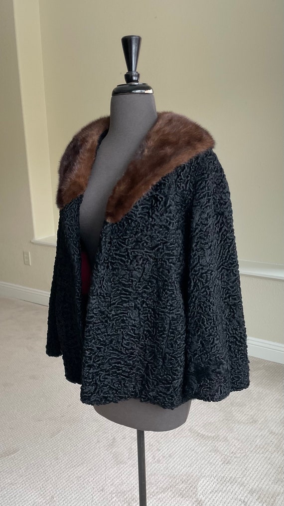 Vintage Short Black Persian Lamb Fur Jacket Mink … - image 6