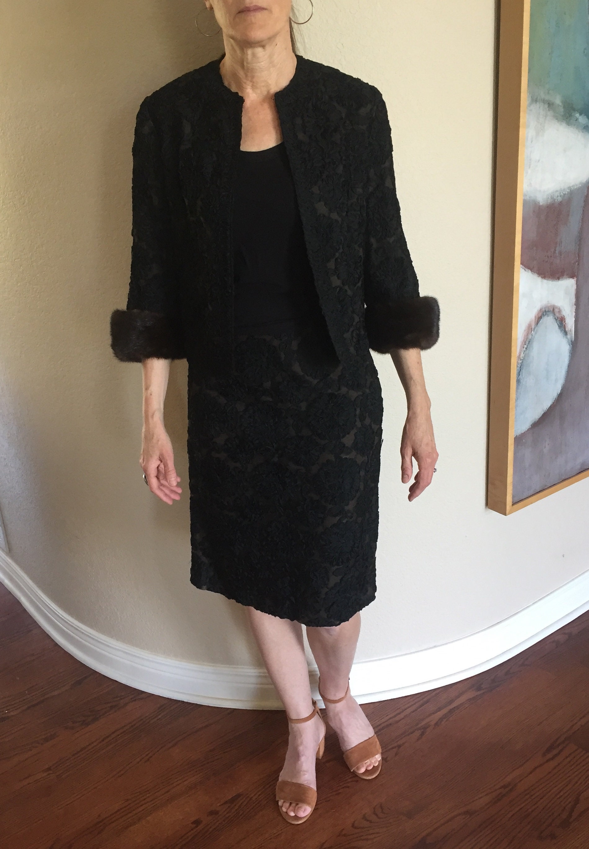 Vintage Black Soutache Ribbon Lace Jacket Skirt 2 Piece Suit Etsy