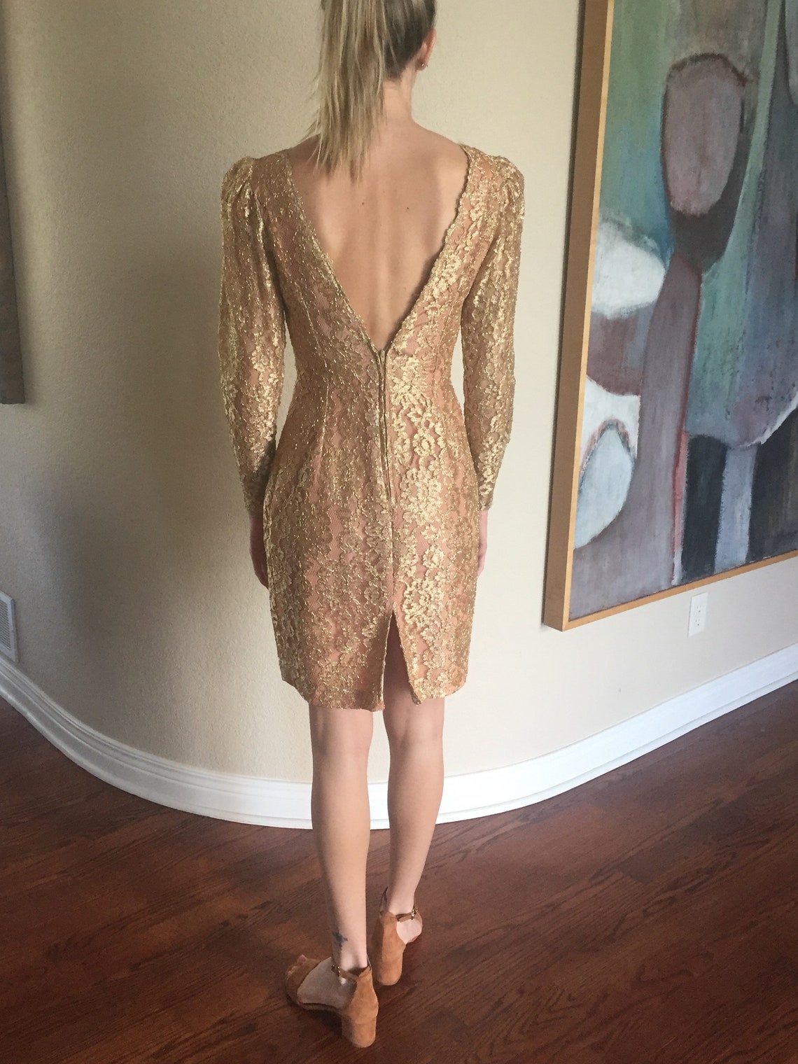 Retro Rose Gold Lace Short Sleeve - M main image 1