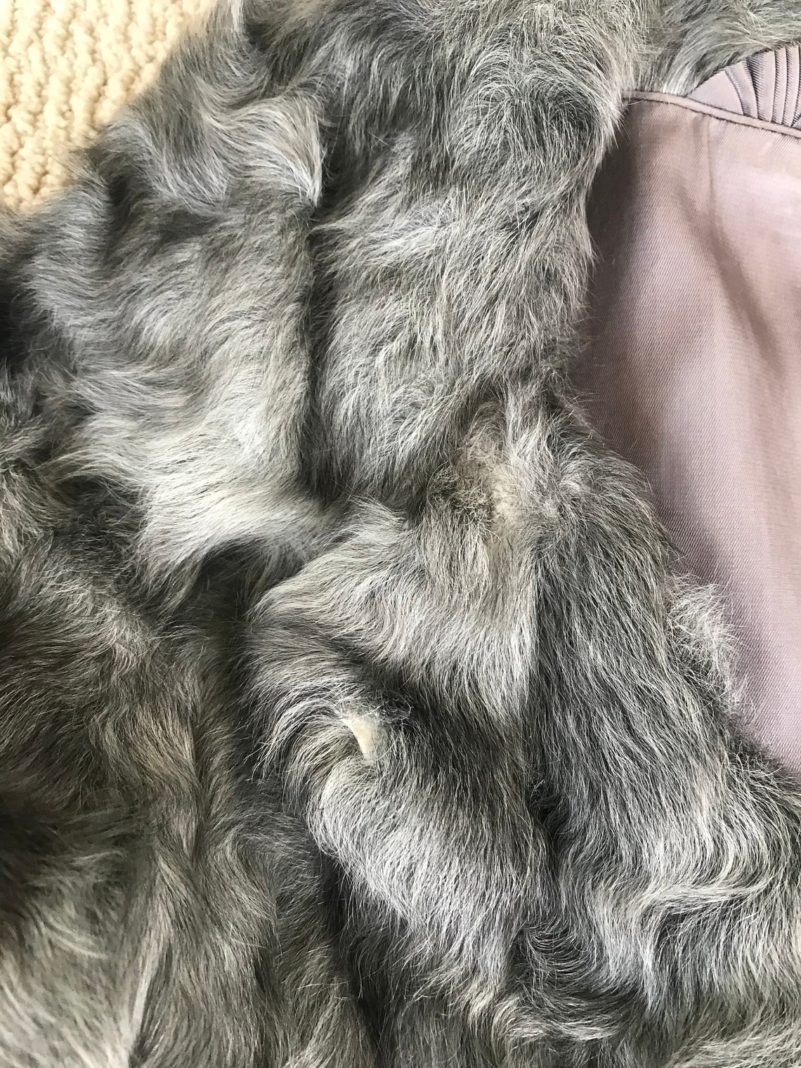 Vintage Gray Goat Fur Jacket Coat Etsy