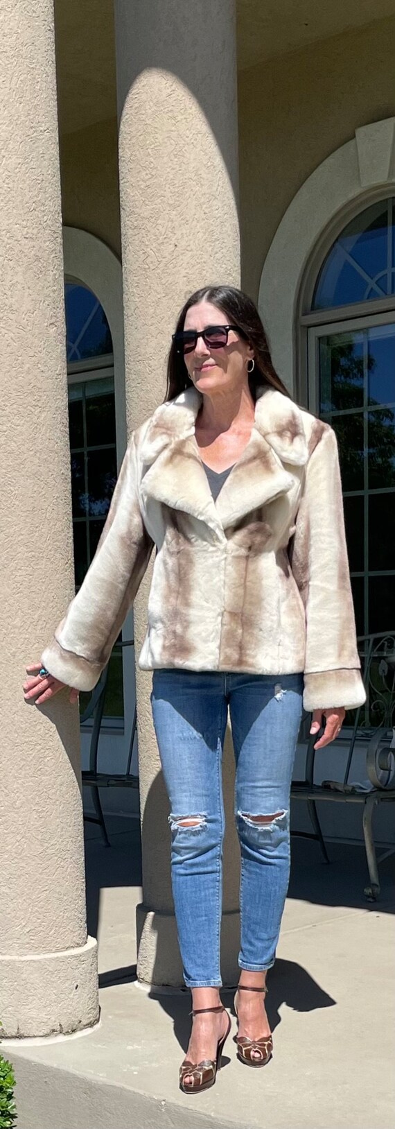 Vintage 2000’s grey/brown faux fur jacket