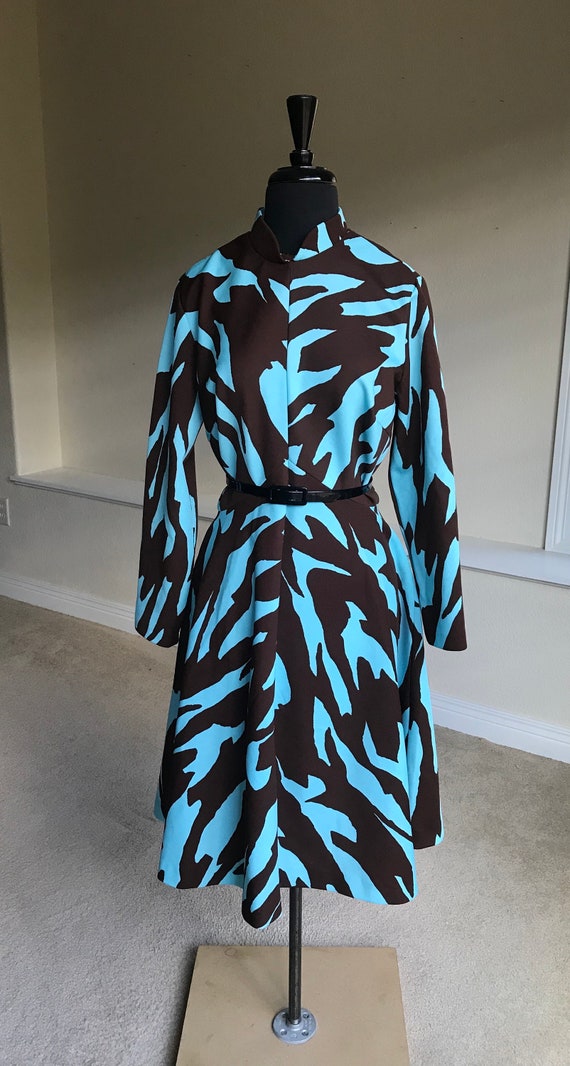 Vintage Modern Animal Print Zebra Print Dress 1970