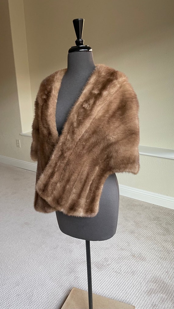 Vintage Light Brown Autumn Haze Mink Fur Stole Ca… - image 9