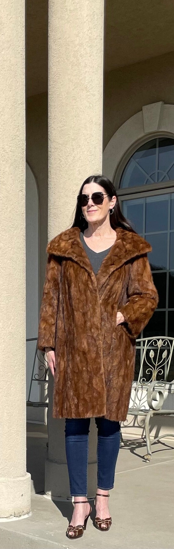 Manteau En Fourrure Vintage Alfred Boge Marron Foncé, Taille L - Style Rétro Et Chaleureux