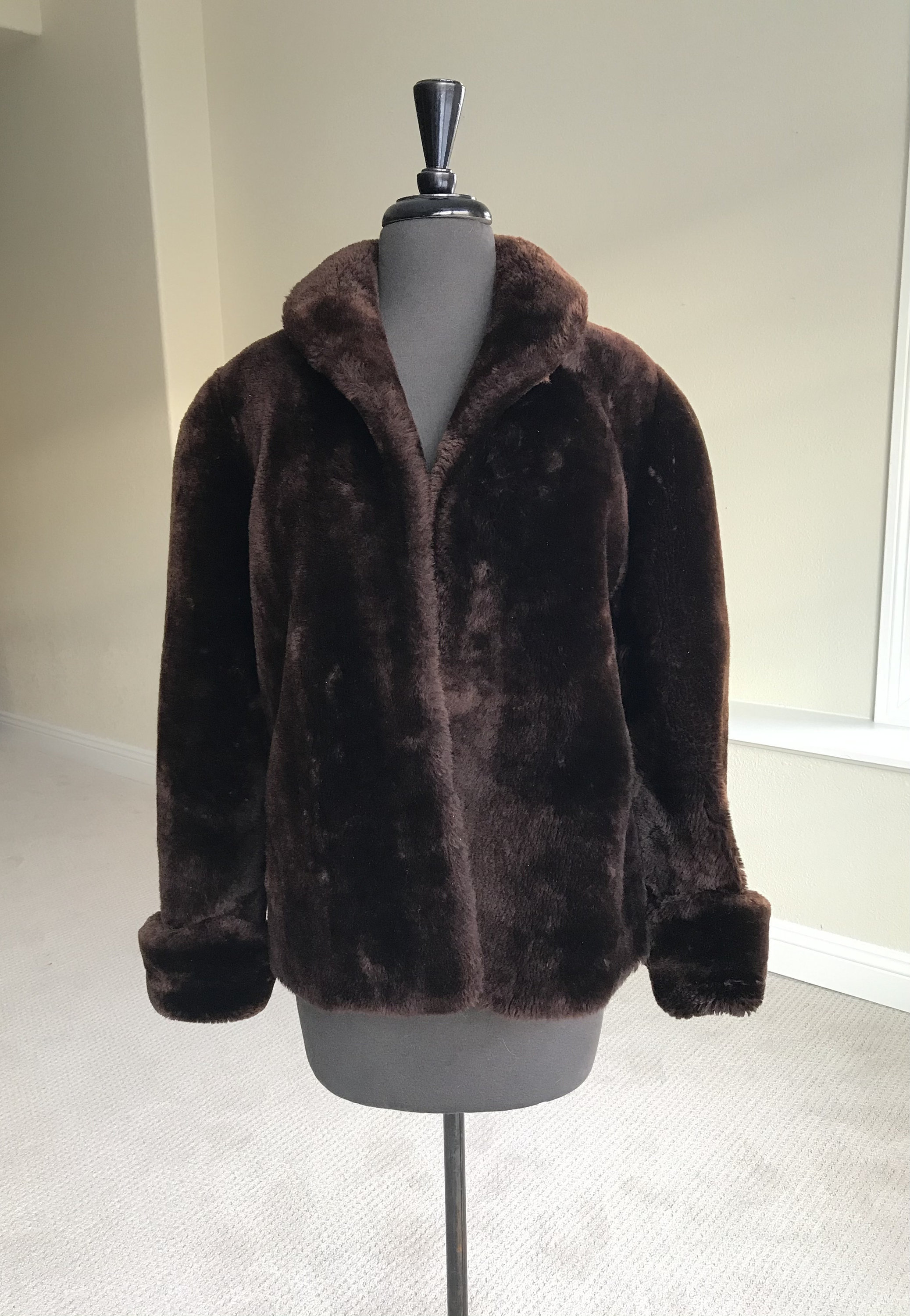 Vintage Brown Mouton Sheep Fur Jacket Coat | Etsy