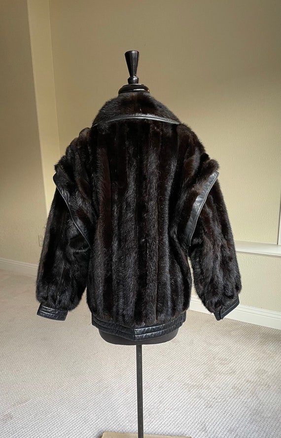 Vintage Dark Brown Black Mink Fur Jacket Vest Rem… - image 3