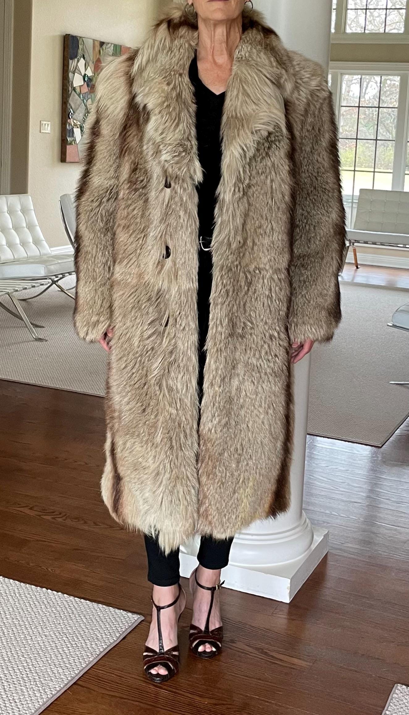 Vintage Long Tan Gray Nanny Kidskin Goat Fur Coat Unisex - Etsy