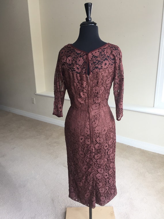 Vintage Brown Lace Fitted Dress Modern - image 6